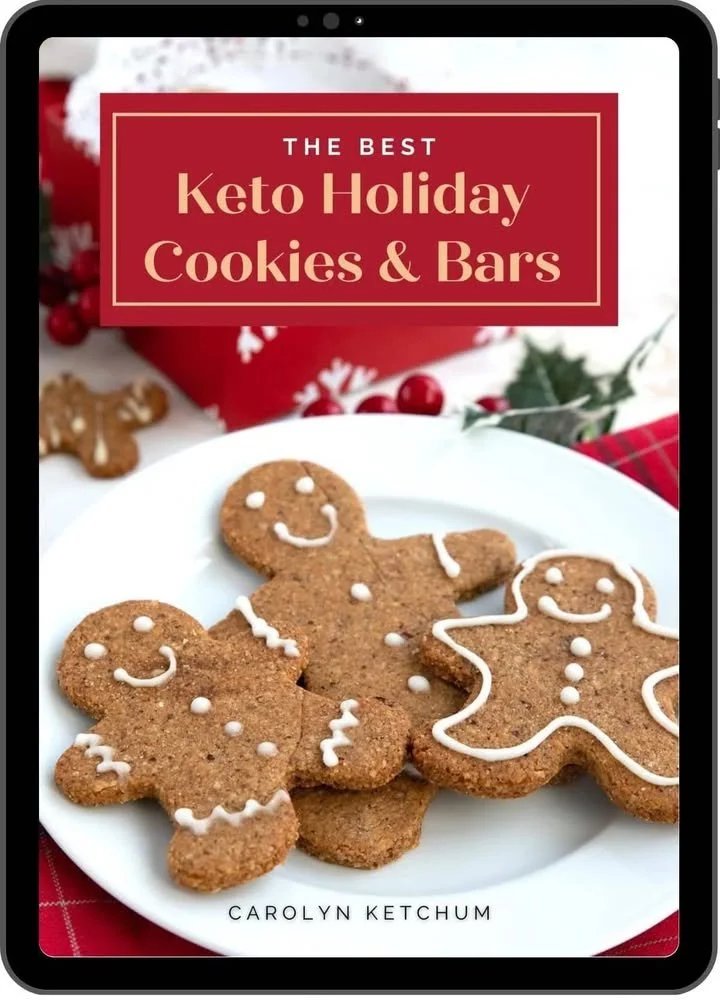 Keto Holiday Cookies e-book cover with festive decorations