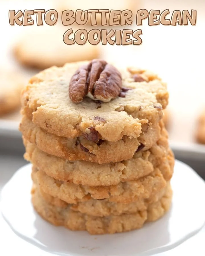 Homemade Keto Butter Pecan Cookies on a plate with nuts